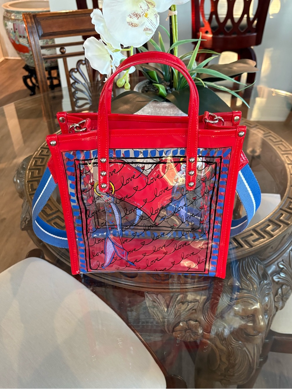 ❤️💙BRIGHTON STRIPED LOVE CLEAR VINYL TOTE CROSSBODY BAG! ❤️💙 - Picture 2 of 8